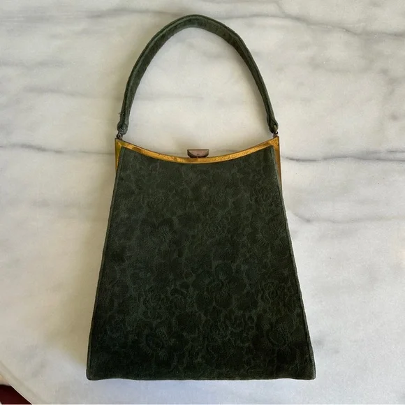 Vintage Bags Vintage Ingber Art Deco Green Velvet Handbag